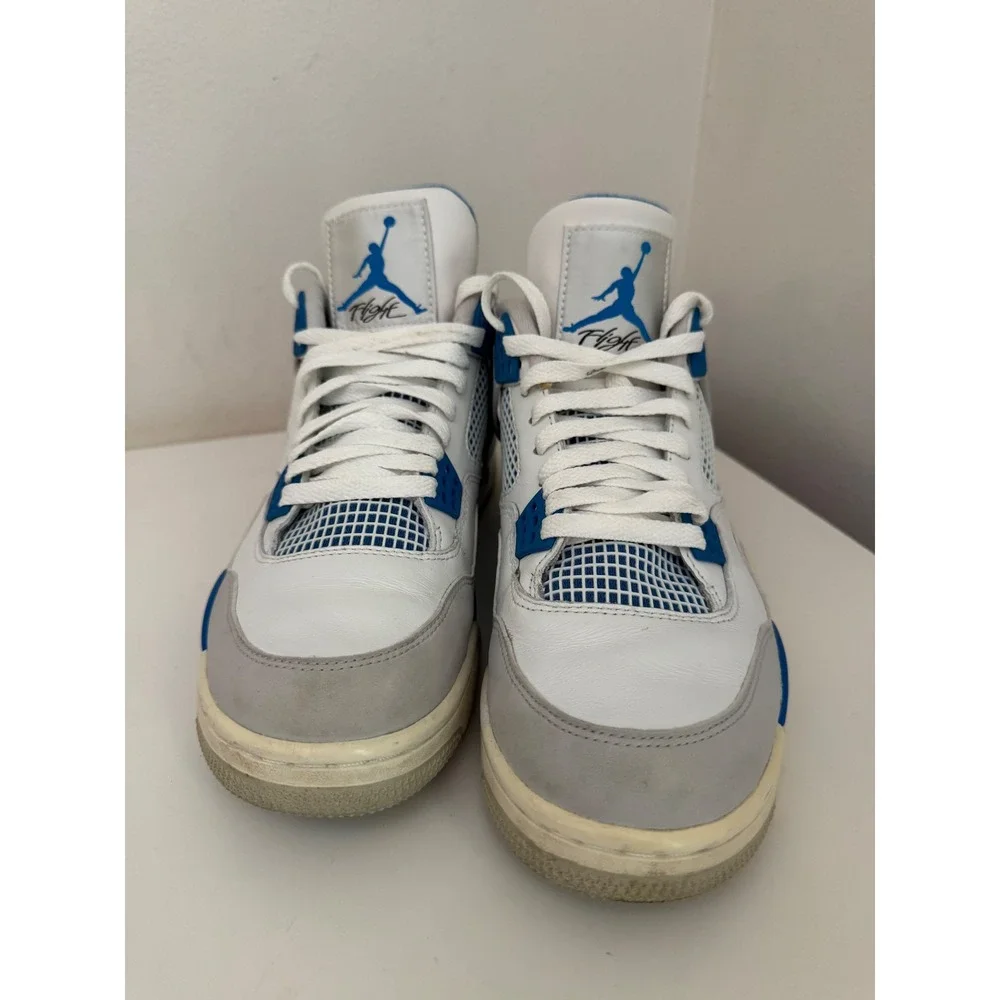 Air Jordan 4 Retro Military Blue 2012 White Grey 308497-105 Mens Size 9